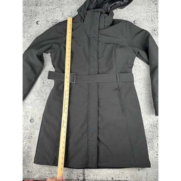 THE NORTH FACE Womens Coat Sz M Goose Down HyVent Brown Long Jkt Belted Hooded - Picture 10 of 15